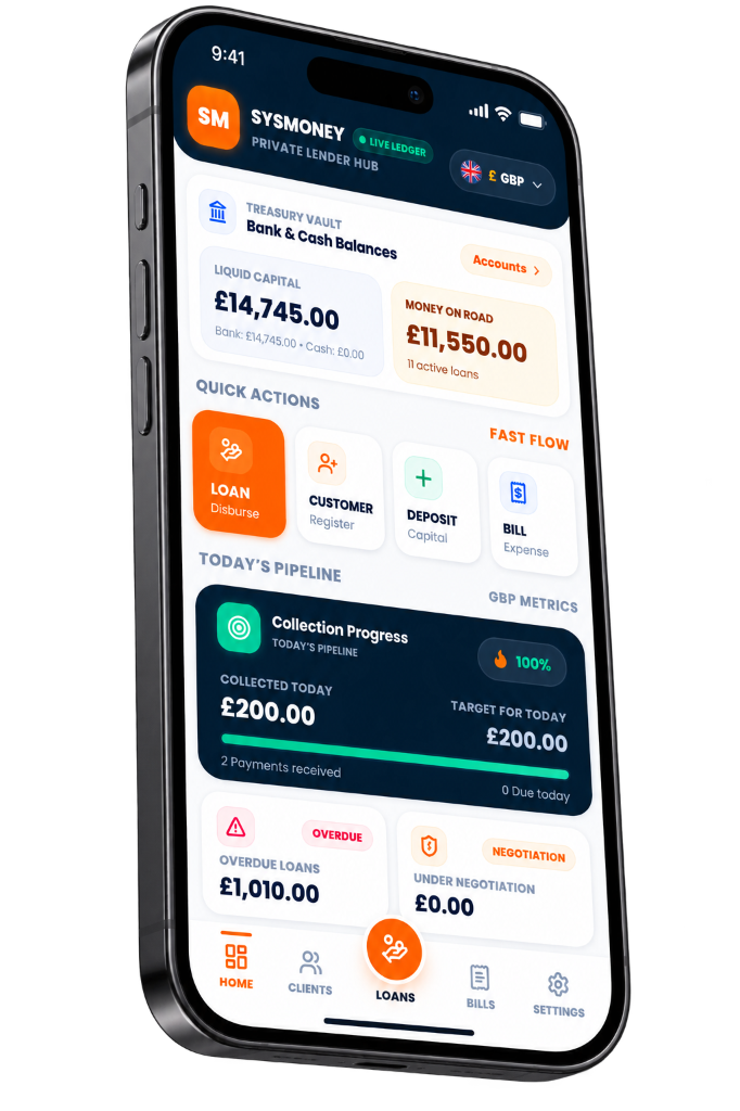 SysMoney Mobile Dashboard on iPhone 16 Pro